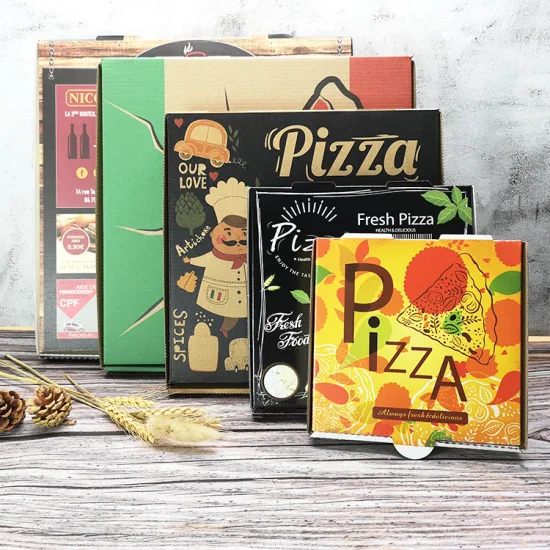 Logo personalizzato, scatola di imballaggio per alimenti per pizza in crêpe di carta ondulata economica